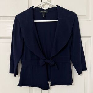 White House Black Market Navy Cardigan Tie Flair